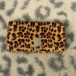 Express leopard/cheetah clutch gold hardware